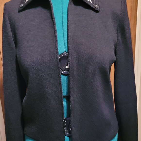 St. John By Marie Gray Collection Black Santana Knit Size 6 Jacket - Picture 8 of 8